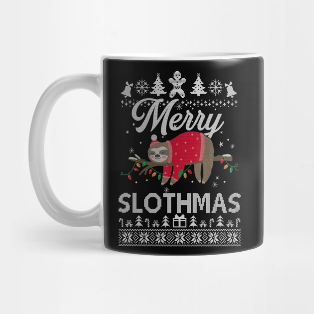 Merry Slothmas Funny Sloth Lazy Family Xmas Holiday Gift by SloanCainm9cmi